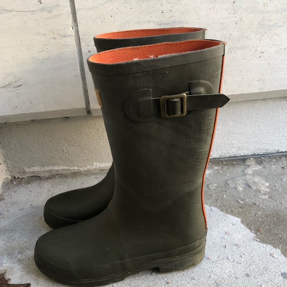Joules Hunter Green Rain Boots Kids Size 8 - Picture 1 of 7